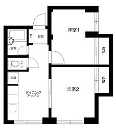 カーサマキ 3階2DKの間取り