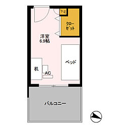 ロイヤルパークスER万代 ワンルームの間取図画像