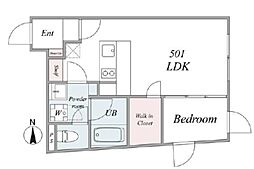 Glicina千住大橋 1LDKの間取図画像