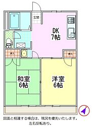 メゾン安里 2DKの間取図画像