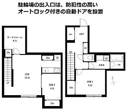 JR総武線 西荻窪駅 徒歩13分の賃貸マンション 1階2SLDKの間取り