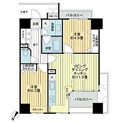 パレソレイユ相模大野ステーションフロント 2LDKの間取図画像