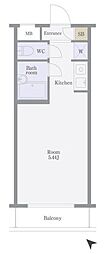 スカイコート神楽坂 ワンルームの間取図画像