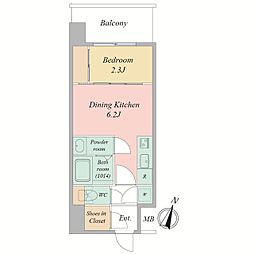 セレニテ梅田北グランデ 1DKの間取図画像