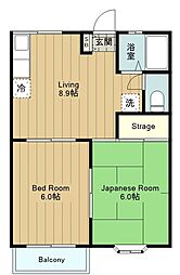 セレクト南大沢 1階2DKの間取り