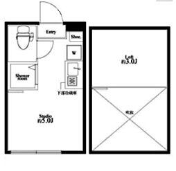 ハーモニーテラス南池袋III 2階ワンルームの間取り