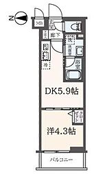 ハーモニーレジデンス東新宿 1階1DKの間取り