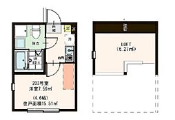 ＧＯＬＤ板橋 2階ワンルームの間取り