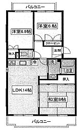 サンポナール壱番館 3LDKの間取図画像