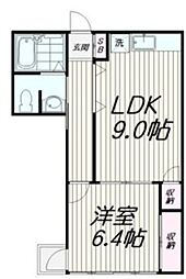 パレスガル 5階1LDKの間取り