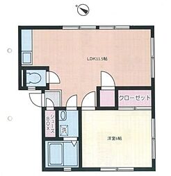 ドルチェ駒沢 1LDKの間取図画像