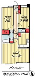 ガーデンアヴェニュー妙典 2LDKの間取図画像