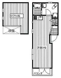 ラビアン野方 2階ワンルームの間取り
