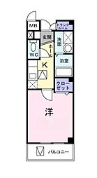 アビタシオン・M 1階1Kの間取り