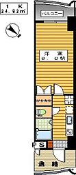 ロイヤル日赤通80 1Kの間取図画像
