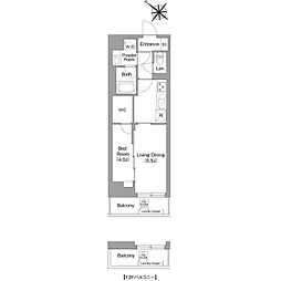 コンフォリア・リヴ豊洲キャナル 1LDKの間取図画像