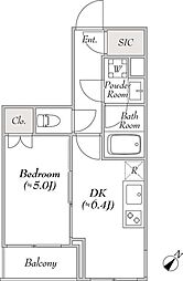 ユーレジデンス東雪谷 1DKの間取図画像