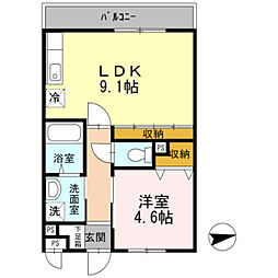 JR横浜線 相原駅 徒歩10分の賃貸アパート 3階1LDKの間取り