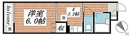 サングレース千歳台 1Kの間取図画像