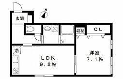 リヴェール 1LDKの間取図画像