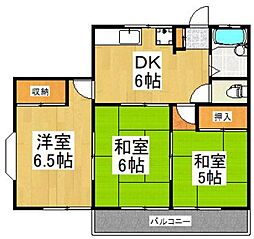 リヴェール大久保 3DKの間取図画像