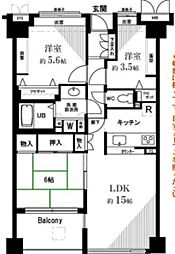 サーパス方南町 3階3LDKの間取り