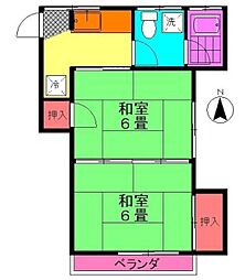 魚沢荘 2Kの間取図画像