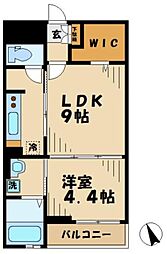 京王相模原線 京王多摩センター駅 徒歩11分の賃貸マンション 3階1LDKの間取り
