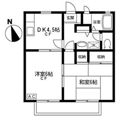クレスト松江 2DKの間取図画像