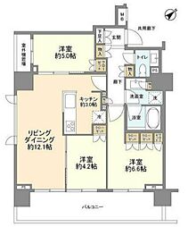 ウエリス六本木 3LDKの間取図画像