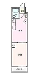 エルベール新町2号館 1DKの間取図画像