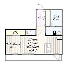 JR横浜線 町田駅 徒歩9分の賃貸マンション 6階1LDKの間取り