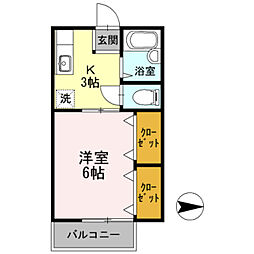 メゾン南万々 1Kの間取図画像