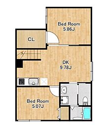 東京メトロ東西線 葛西駅 徒歩9分の賃貸アパート 3階2DKの間取り
