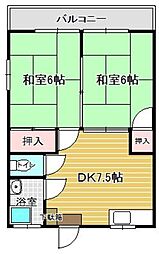 林コーポ 2DKの間取図画像