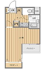 ロイヤルガーデン品川 5階1Kの間取り