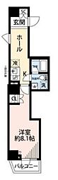 プレール・ドゥーク池上II 1Kの間取図画像