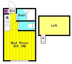 プライムテラス中野島 ワンルームの間取図画像