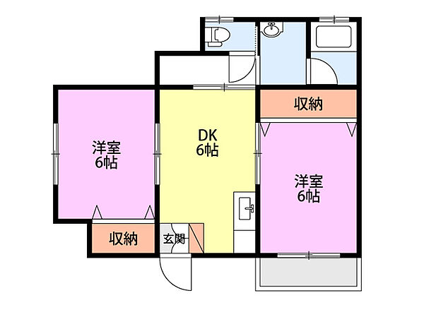 デュープレックス青山 1F｜新潟県新潟市西区青山１丁目(賃貸アパート2DK・1階・51.22㎡)の写真 その2