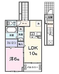 ウィステリア 1LDKの間取図画像