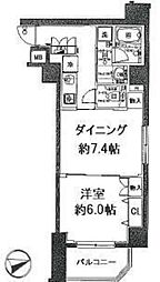 日神デュオステージ浅草寿町 1DKの間取図画像