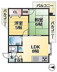 サンビルダー新神戸 2階2LDKの間取り