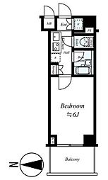 ルーブル東蒲田参番館 4階1Kの間取り