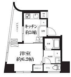 リーノ新宿若松町 5階1Kの間取り