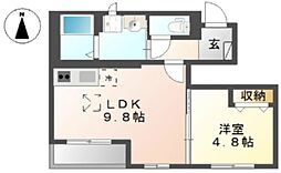 ピュアオール 1LDKの間取図画像