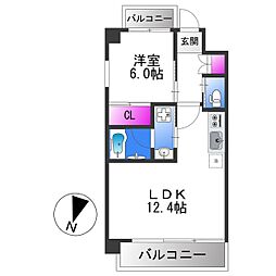 プレジオ森河内ASIAN 1LDKの間取図画像