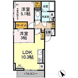 シャトレー町田 2LDKの間取図画像