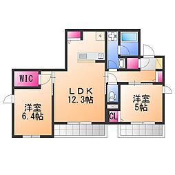 ファイブコート三国ヶ丘 2LDKの間取図画像
