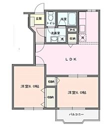 メゾン・ソレーユ2 2LDKの間取図画像