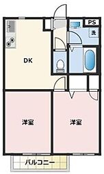 フラットコート2 2DKの間取図画像